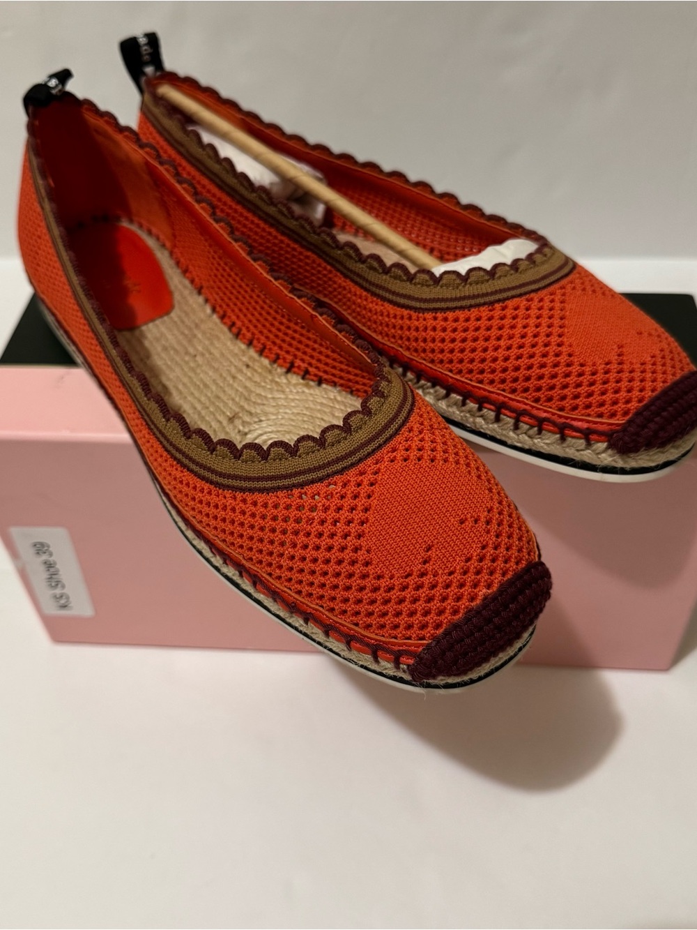 Kate Spade Women's Orange Knit Espadrille Flats 11